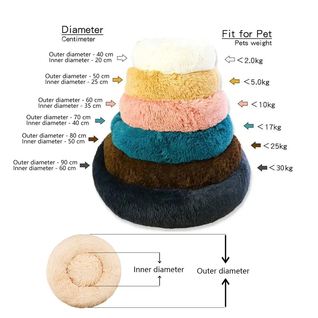 Large Round Plush Pet Bed – 80 & 90 cm