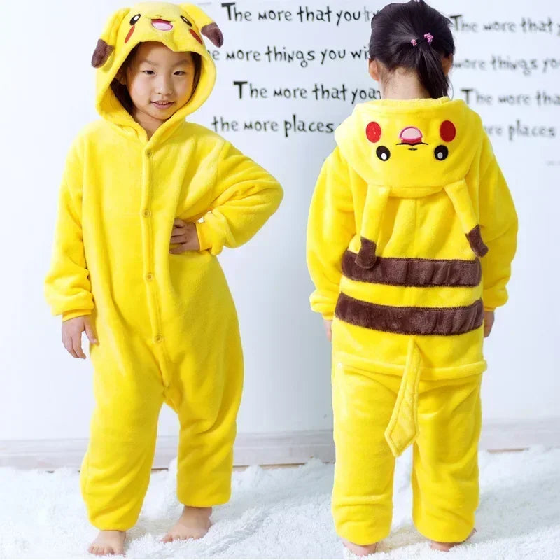Kids Yellow Character Flannel Onesie Pajamas