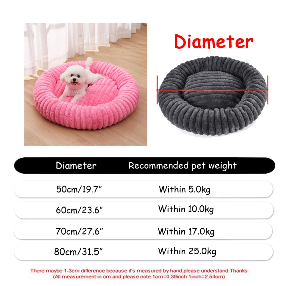 Large Round Plush Pet Bed – 80 & 90 cm