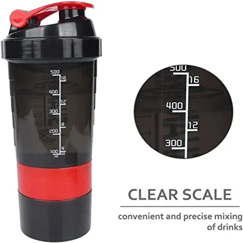 500ml Protein Shaker Bottle with Storage Compartment