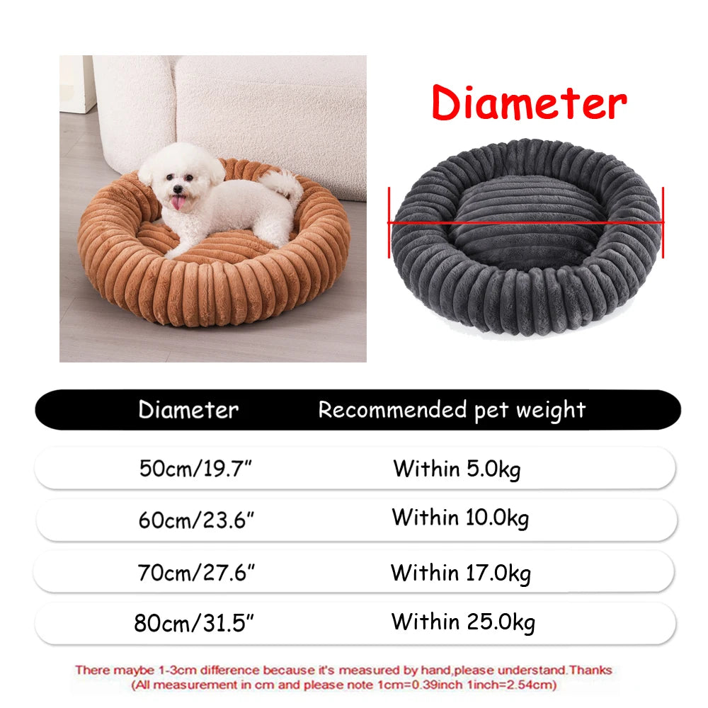 Large Round Plush Pet Bed – 80 & 90 cm