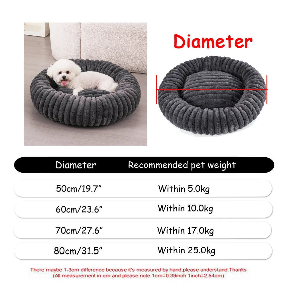 Large Round Plush Pet Bed – 80 & 90 cm