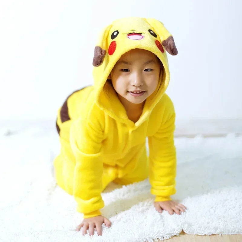 Kids Yellow Character Flannel Onesie Pajamas
