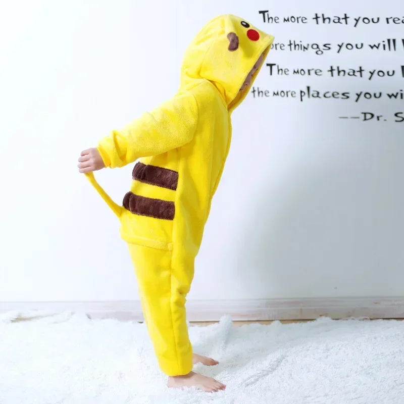 Kids Yellow Character Flannel Onesie Pajamas