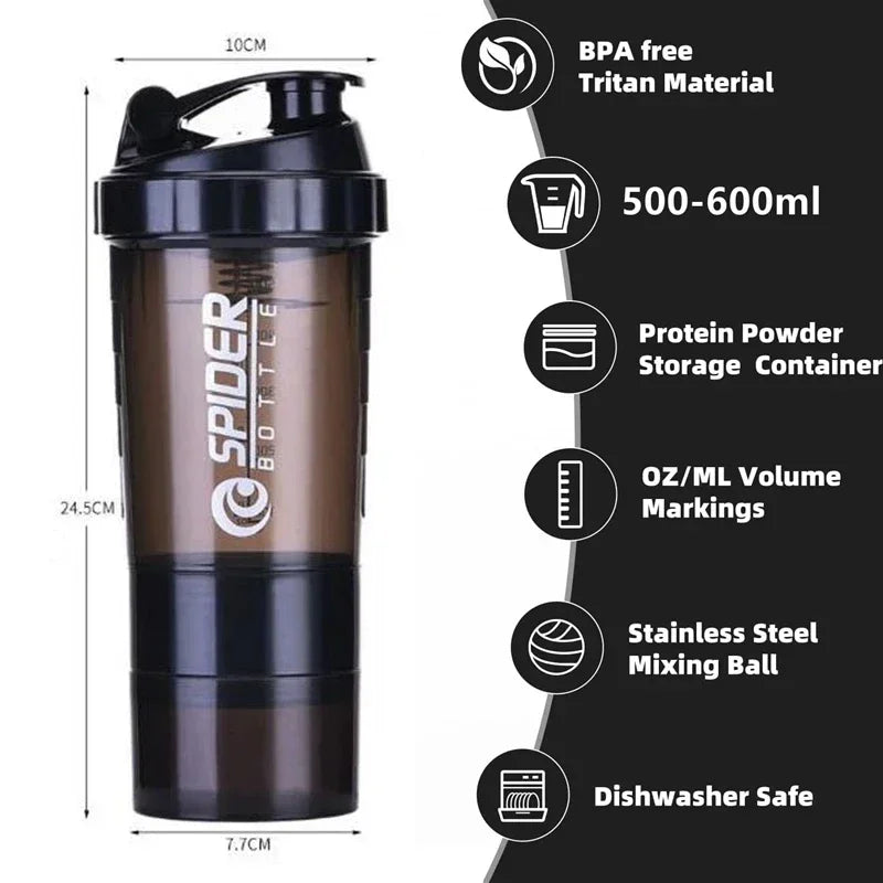 500ml Protein Shaker Bottle with Storage Compartment